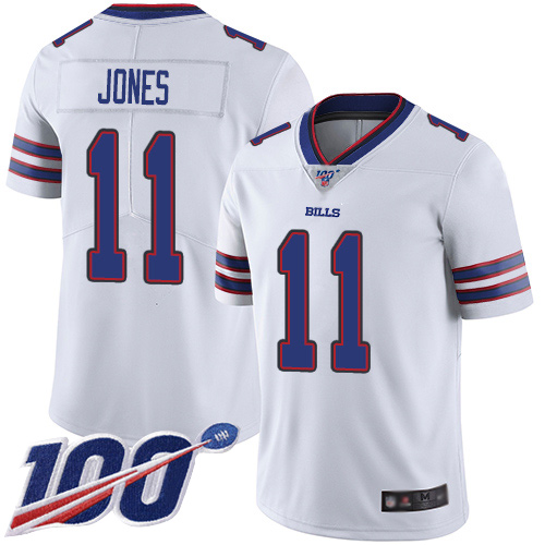 Men Buffalo Bills #11 Zay Jones White Vapor Untouchable Limited Player 100th Season NFL Jersey